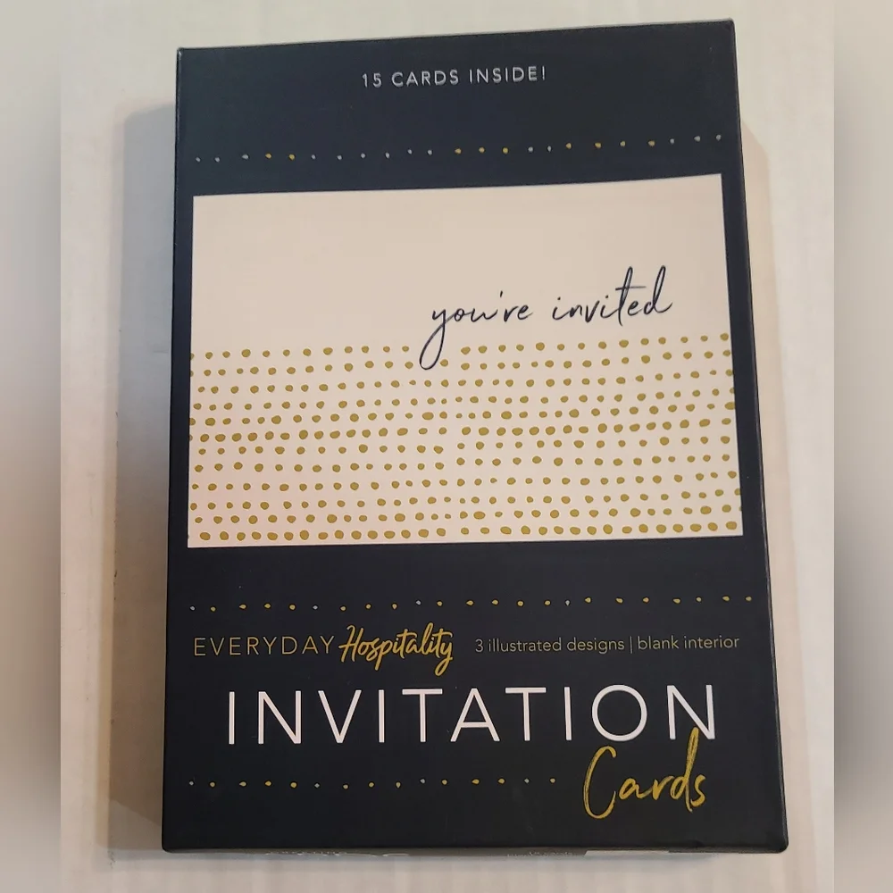 Set of 3 boxes blank invites, invitation cards, Ivory & Gold
